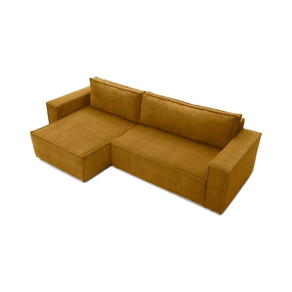 Bowie mustársárga kordbársony variálható kanapéágy - Bonami Selection-image-4