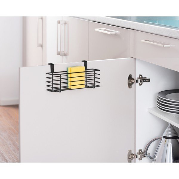 Slim fekete fém függőkosár konyhaszekrény ajtóra, 24 x 10 cm - Wenko-image-1