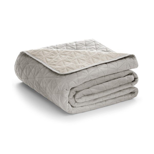 Szürkésbézs bársony steppelt ágytakaró 240x260 cm Laila – Restilo