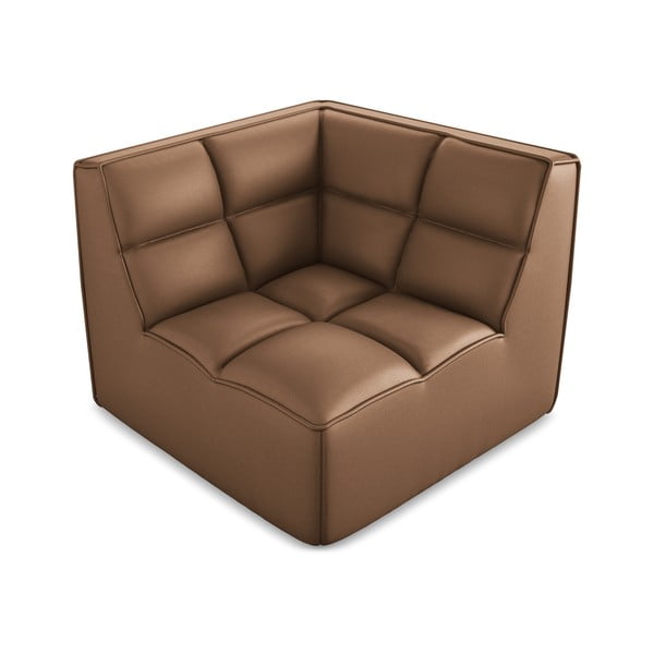 Barna bőrutánzat kanapé modul Kalai – Makamii-image-1