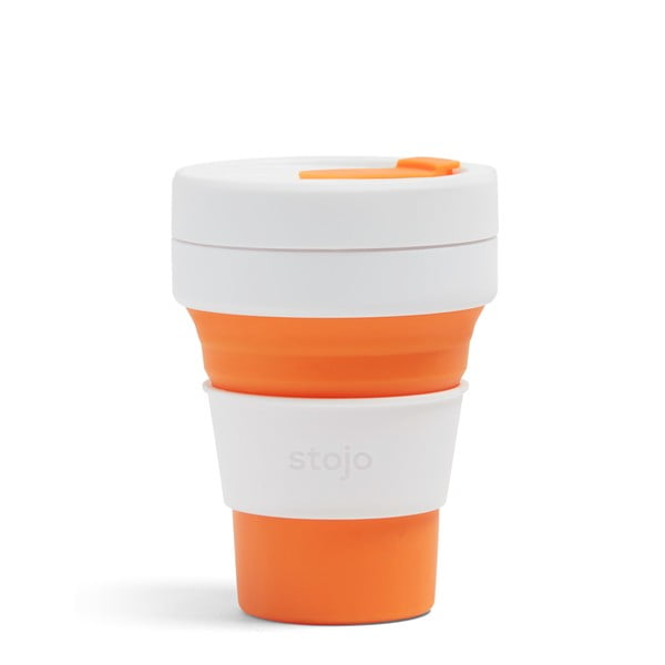 Pocket Cup fehér-narancssárga összecsukható utazópohár, 355 ml - Stojo