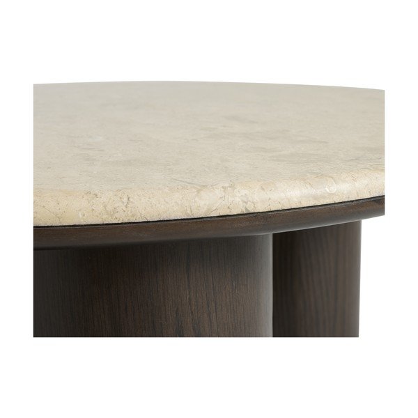 Sötét natúr színű kerek dohányzóasztal márvány asztallappal ø 90 cm Piazze – Unique Furniture-image-2