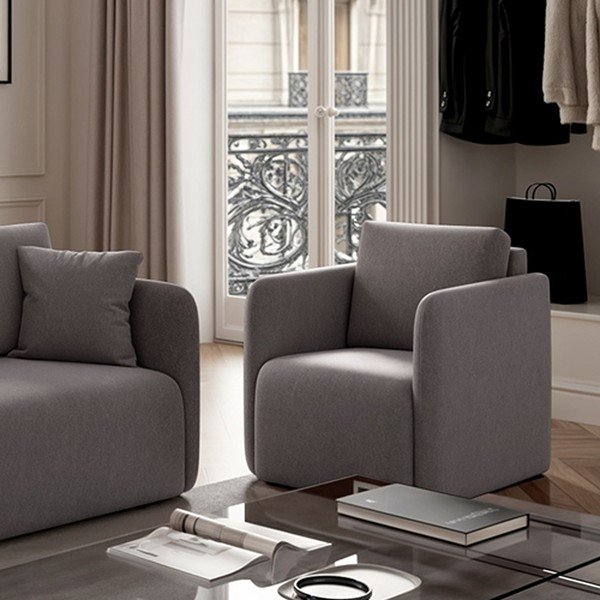 Szürke bársony fotel Chaum – Rodier-image-3