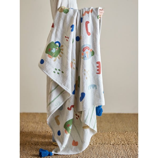 Krémszínű újrahasznosított pamut gyerek takaró 130x160 cm Sylvie – Bloomingville Mini-image-1