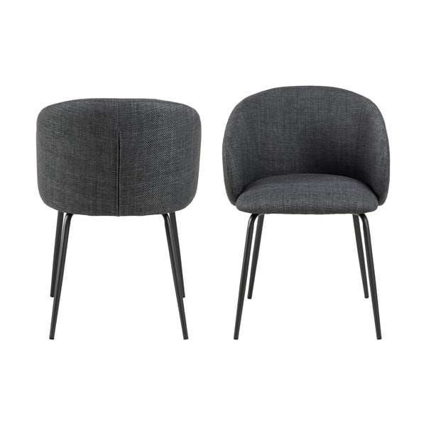 Sötétszürke kárpitozott karfás étkezőfotel szett 2 db-os Eleanor – Actona-image-2