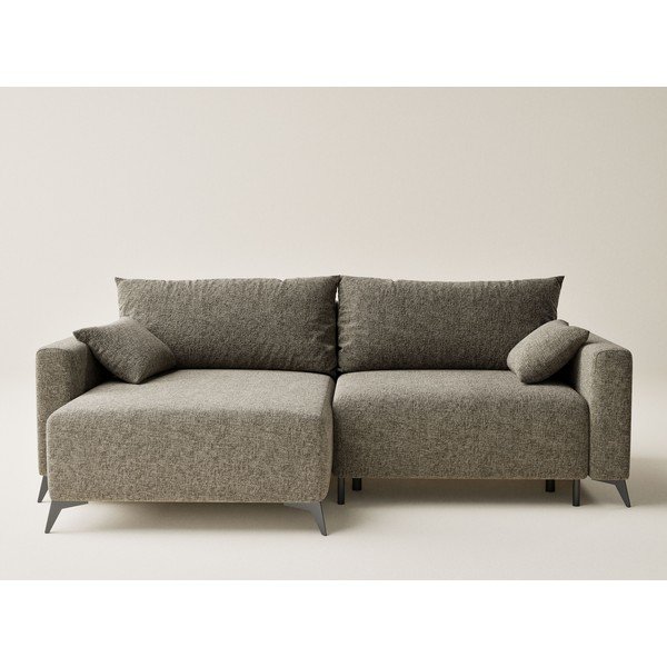 Barna zsenília kinyitható-tárolóhelyes sarokkanapé (bal oldali-heverő résszel) Leon – Maison de Rêve-image-2