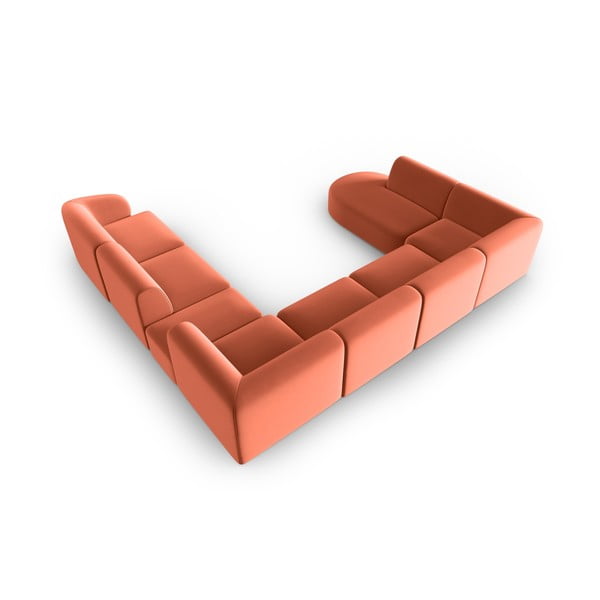 Rózsaszín bársony sarokkanapé (jobb oldali-U alakú) Paolo – Milo Casa-image-3