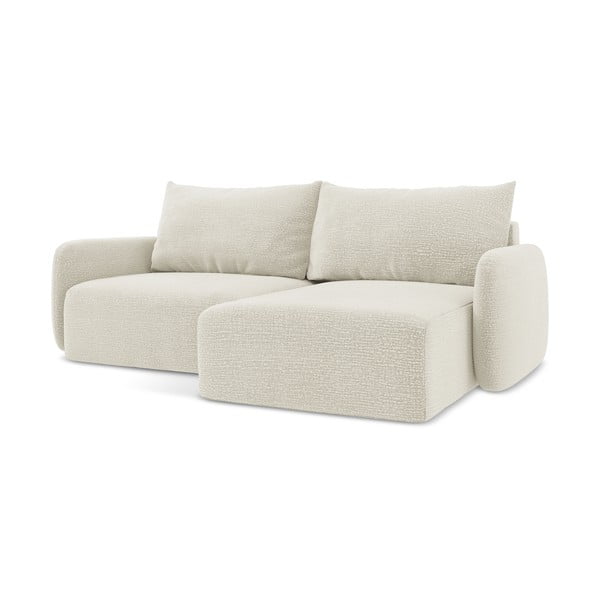 Krémszínű kinyitható-tárolóhelyes sarokkanapé (jobb oldali) Kalena – Makamii-image-1