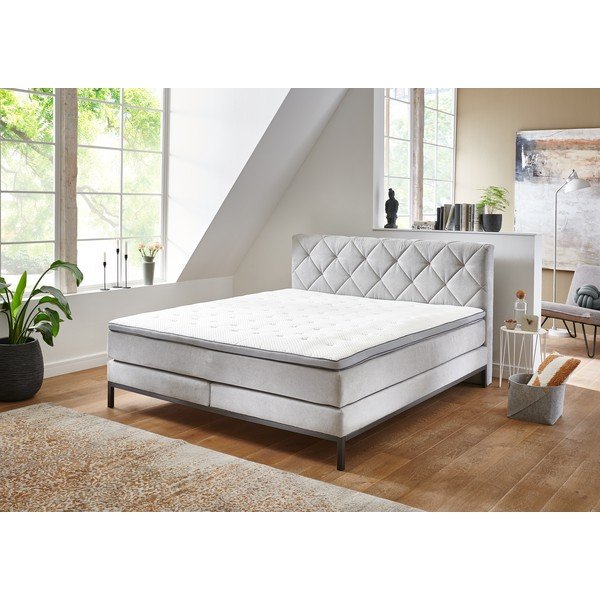 Világosszürke boxspring ágy 180x200 cm Rockaway – Rojaplast-image-3
