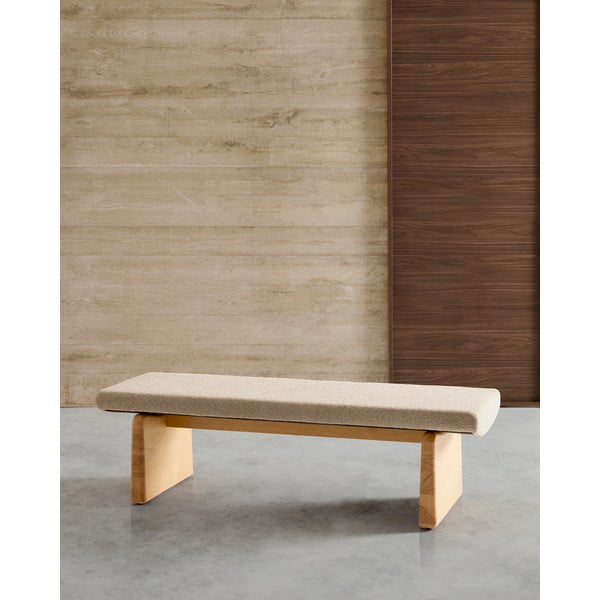 Bézs-natúr színű zsenília pad Topaz – Kave Home-image-1