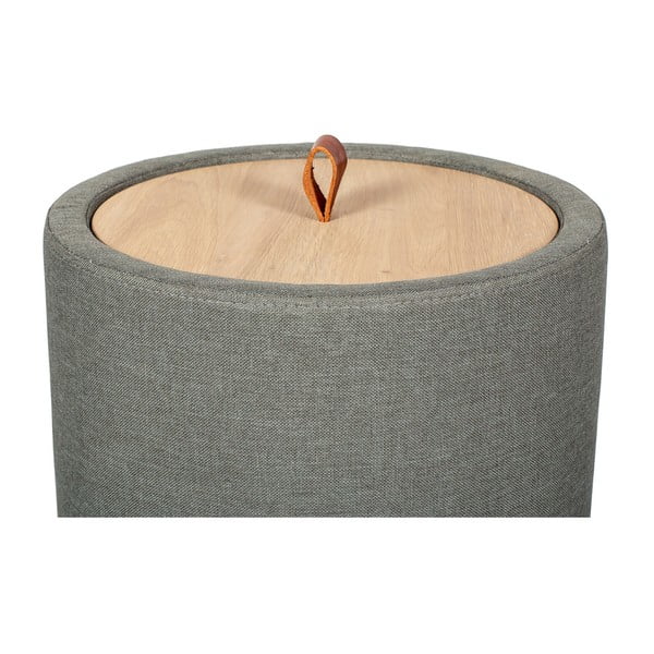 Ibisco szürkészöld tárolóasztal, levehető tölgyfa asztallappal, ⌀ 36 cm - Askala-image-3