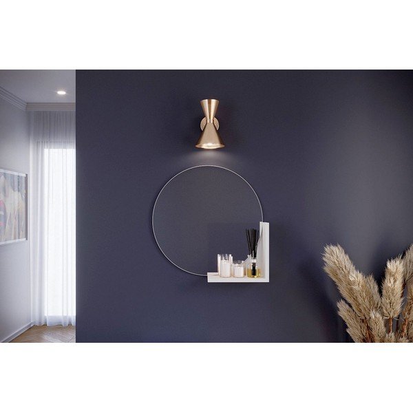 Lucija falitükör fehér polccal, ø 60 cm - Skandica-image-2
