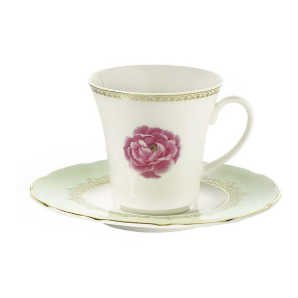 Roses 6 db-os porcelán csésze és csészealj készlet, 80 ml - Kutahya
