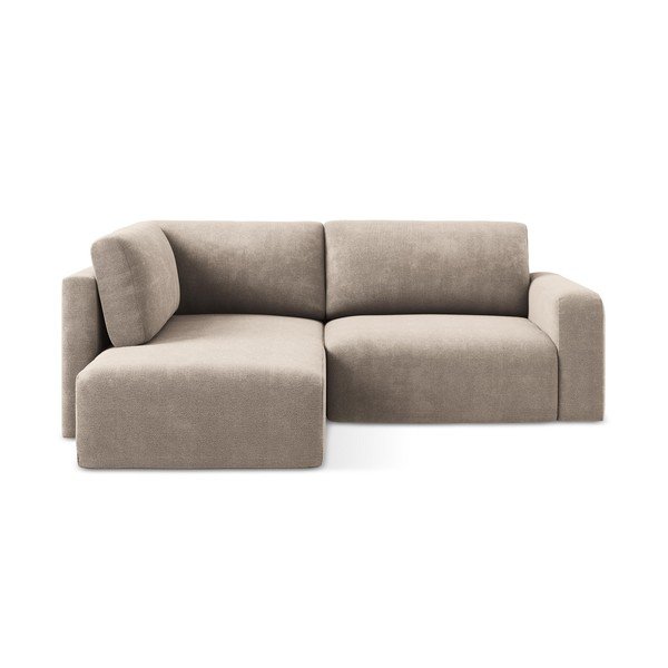 Bézs zsenília kinyitható-tárolóhelyes sarokkanapé (bal oldali-L alakú) Kona – Makamii