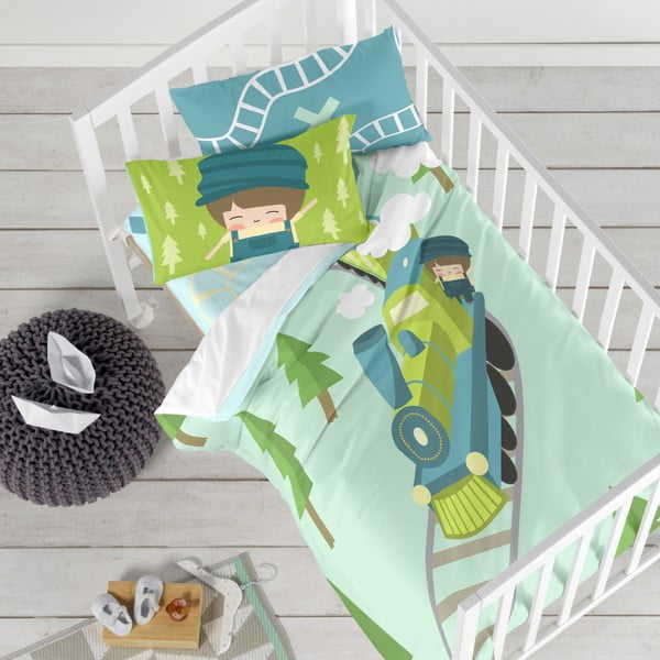 Train gyerek ágyneműhuzat garnitúra 100% pamutból, 115 x 145 cm - Happynois-image-1