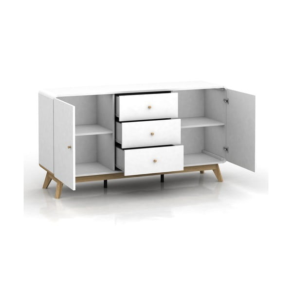Fehér alacsony komód 140x75 cm Caitlin – Støraa-image-3