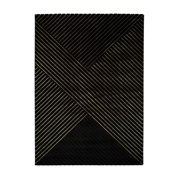 Gold Stripes fekete szőnyeg, 160 x 230 cm - Universal
