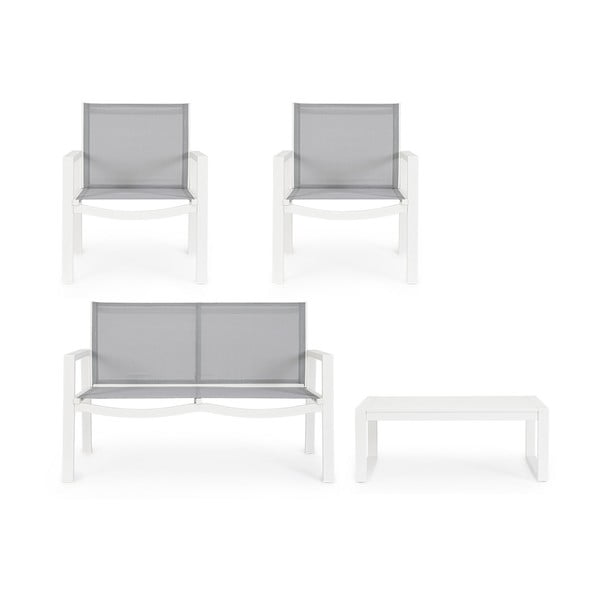 Fehér alumínium négyszemélyes kerti lounge szett Kallen   – Bizzotto-image-2