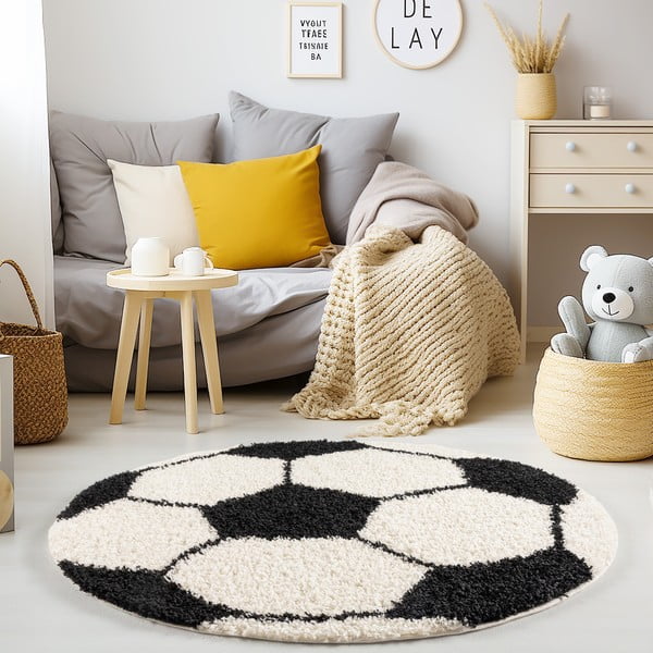 Fekete-krémszínű gyerek szőnyeg ø 100 cm Fun – Ayyildiz Carpets-image-1
