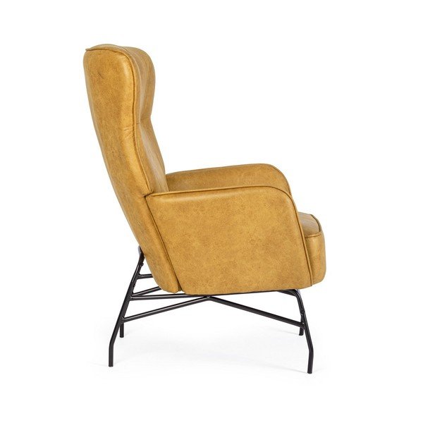 Mustársárga bőrutánzat fotel Nasira – Bizzotto-image-3