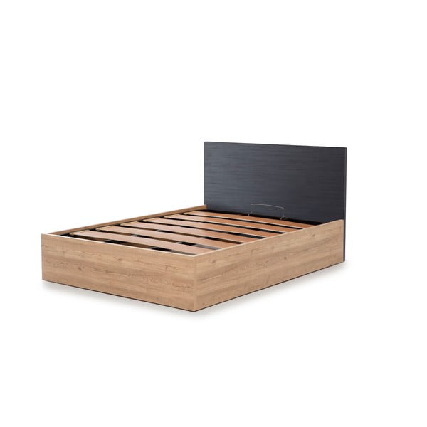 Szürke franciaágy tárolóhellyel és ágyráccsal 160x200 cm Kronos - Marckeric-image-3