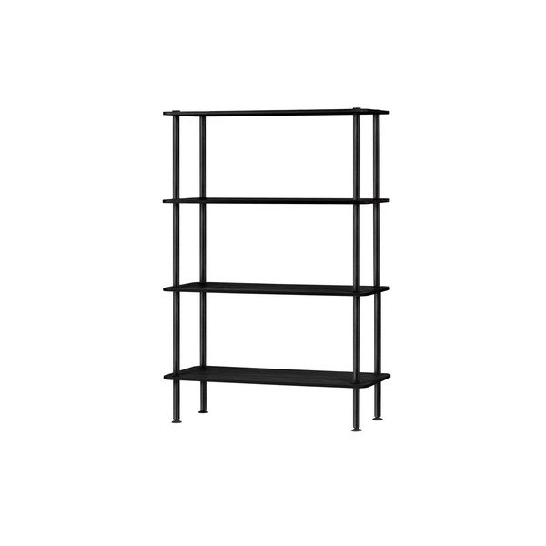 Fekete polcos állvány tölgyfa dekorral 80x127x35 cm Teidi – noo.ma