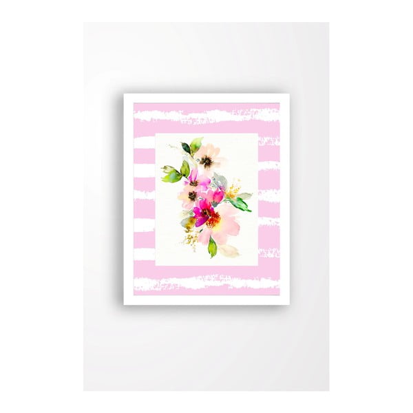 Pink Garden vászonkép fehér keretben, 29 x 24 cm - Tablo Center