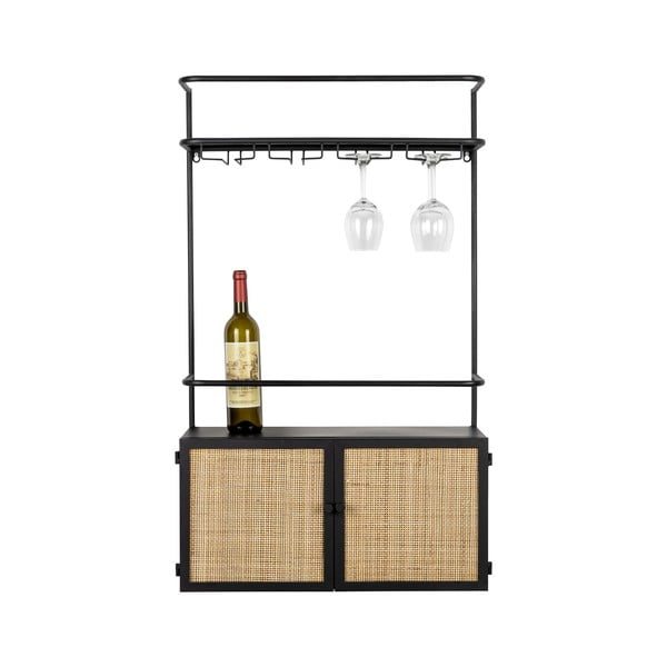 Fekete rattan bortartó szekrény Guuji - White Label-image-2