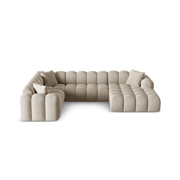 Világosbarna zsenília sarokkanapé (bal oldali-U alakú) Treno – Cosmopolitan Design