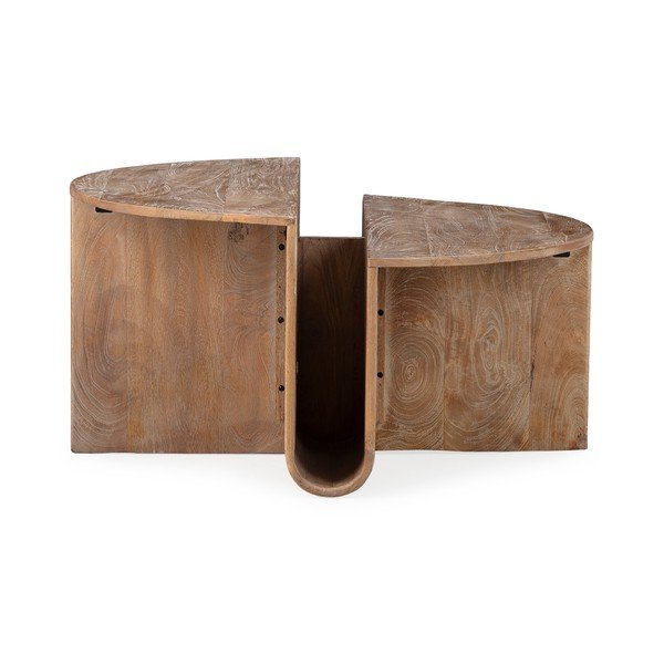 Sötét natúr színű mangófa kerek dohányzóasztal ø 80 cm Divya – MOME-image-1