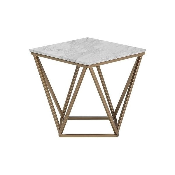 Marble aranyszínű tárolóasztal fehér lappal - Monobeli