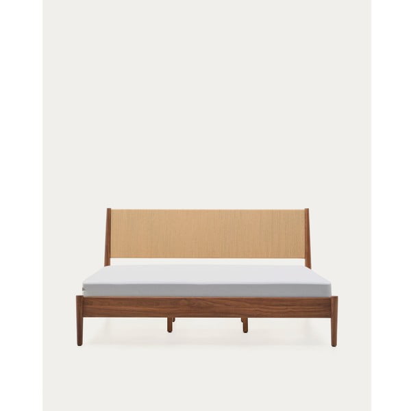 Sötétbarna diófa franciaágy ágyráccsal 180x200 cm Elan – Kave Home-image-4