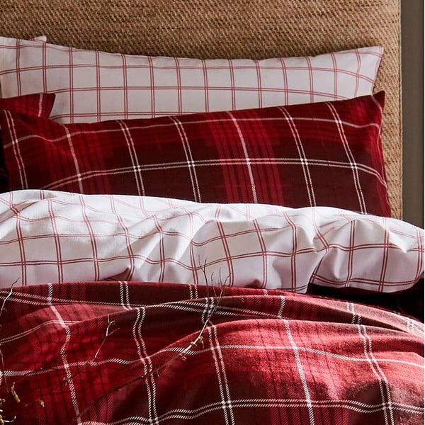 Brushed Tartan vörös pamut ágyneműhuzat, 200 x 200 cm - Catherine Lansfield ×-image-1