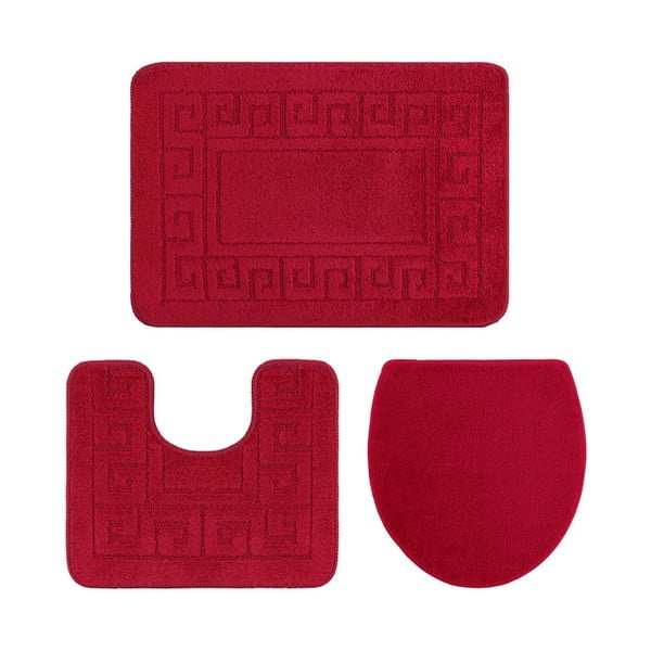 Confetti Ethnic Oyuklu 3 db-os piros fürdőszobai szőnyeg szett, 40 x 50 cm