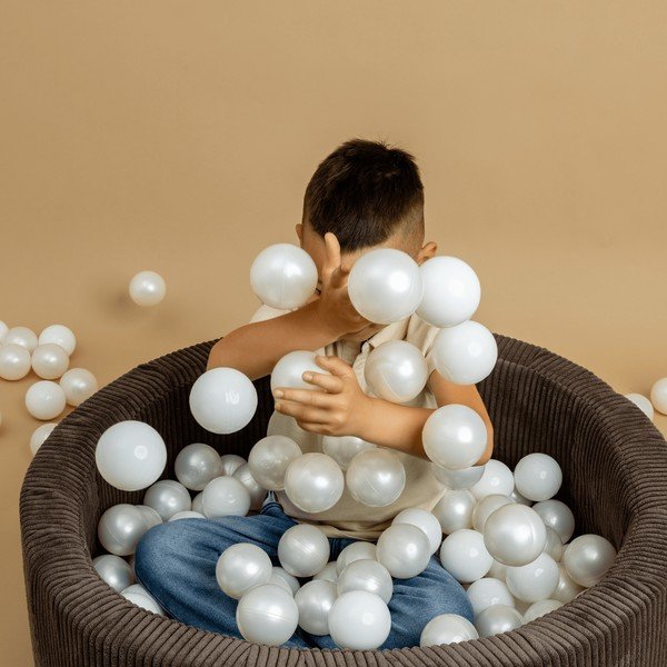 Rózsaszín kordbársony labdamedence ø 90x30 cm Montessori – Meowbaby-image-3