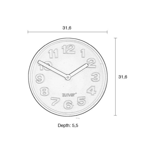 Concrete fekete beton falióra fekete mutatókkal - Zuiver-image-1