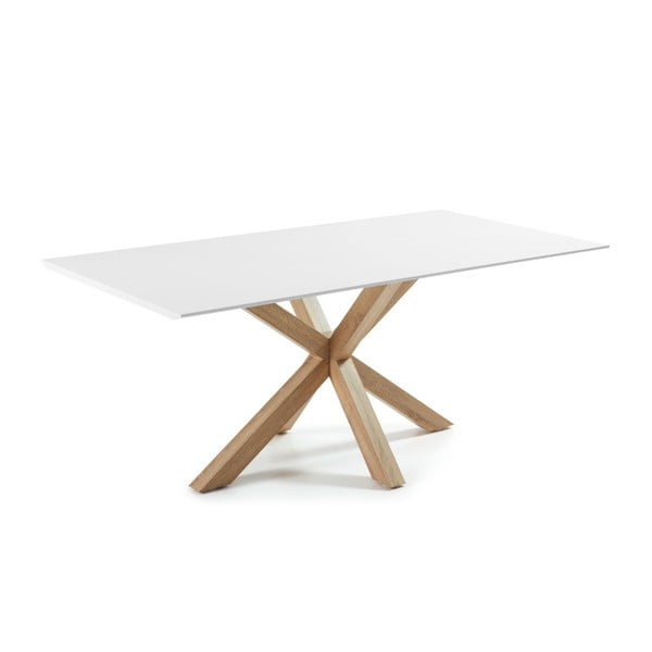 Arya étkezőasztal fehér asztallappal és fa lábakkal, 90 x 160 cm - La Forma