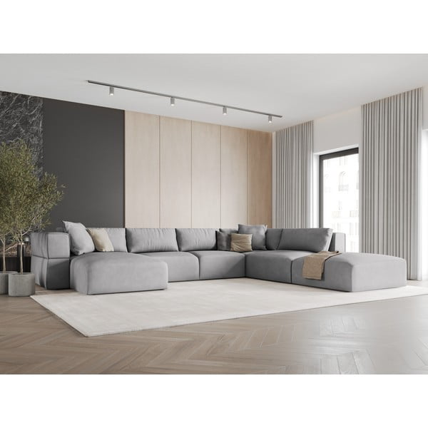 Világosszürke sarokkanapé (jobb oldali-"U" alakú) Esther – Milo Casa-image-1