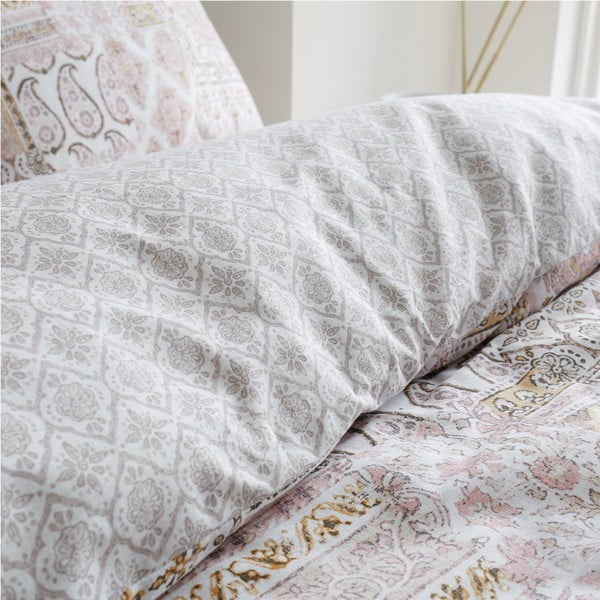 Bézs pamut ágyneműhuzat 200x200 cm Iniko Patchwork - Pineapple Elephant-image-4