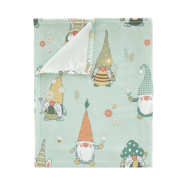 Világoszöld mikroplüss takaró húsvéti mintával 130x170 cm Spring Gonks – Catherine Lansfield