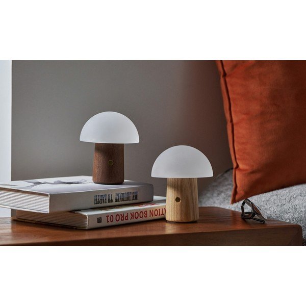 Fehér-sötét natúr színű LED asztali lámpa (magasság 12,5 cm) Alice Mushroom – Gingko-image-3