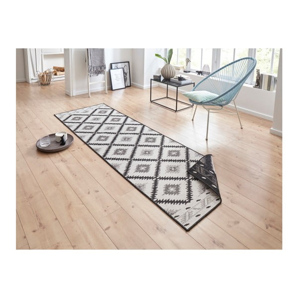 Malibu fekete-krémszínű kültéri szőnyeg, 80 x 350 cm - NORTHRUGS-image-3