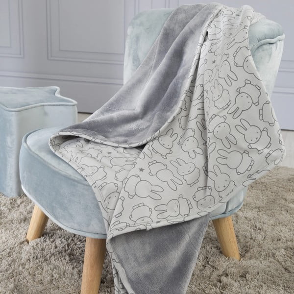 Szürke pamut gyerek takaró 80x80 cm Miffy – Roba-image-1