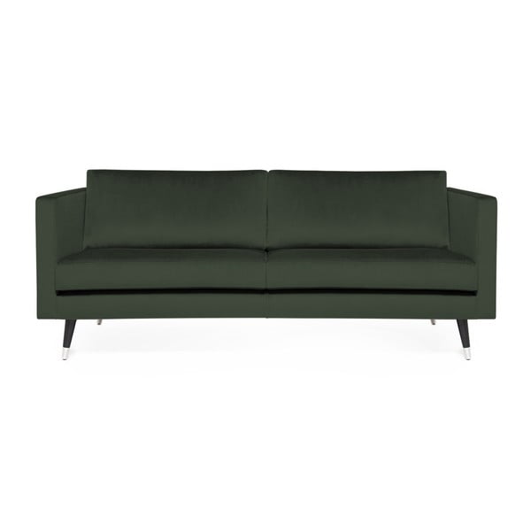Meyer Velvet sötétzöld 3 személyes kanapé, ezüstszínű lábakkal - Vivonita