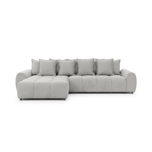 Világosszürke sarokkanapé (bal oldali-heverő résszel) Albane  – Ropez
