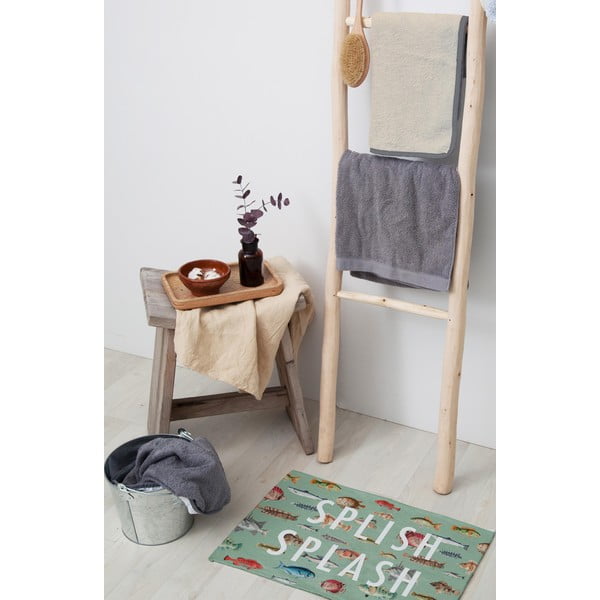 Splish Splash zöld pamutkeverék fürdőszobai kilépő, 40 x 60 cm - Really Nice Things-image-1