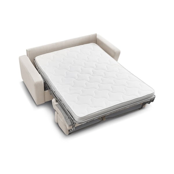 Krémszínű kordbársony kinyitható kanapé 195 cm Monaco – Bobochic Paris-image-4