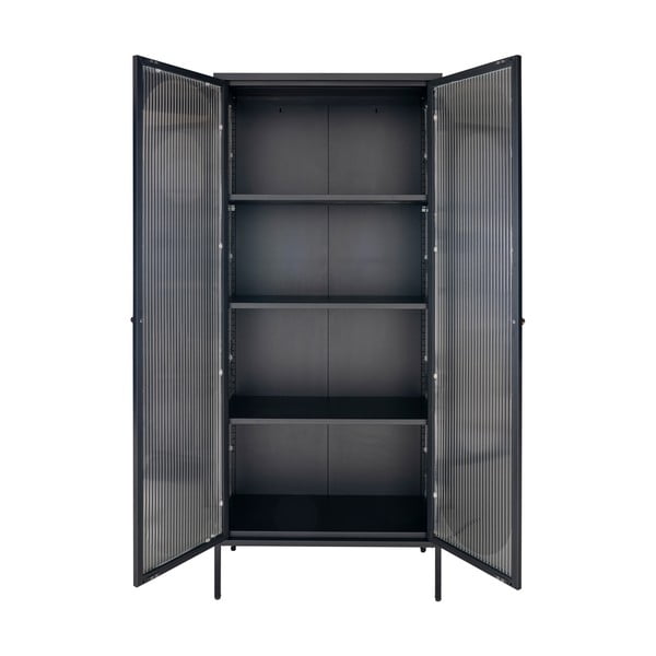 Fekete fém tálalószekrény 80x180 cm Adelaide – House Nordic-image-2