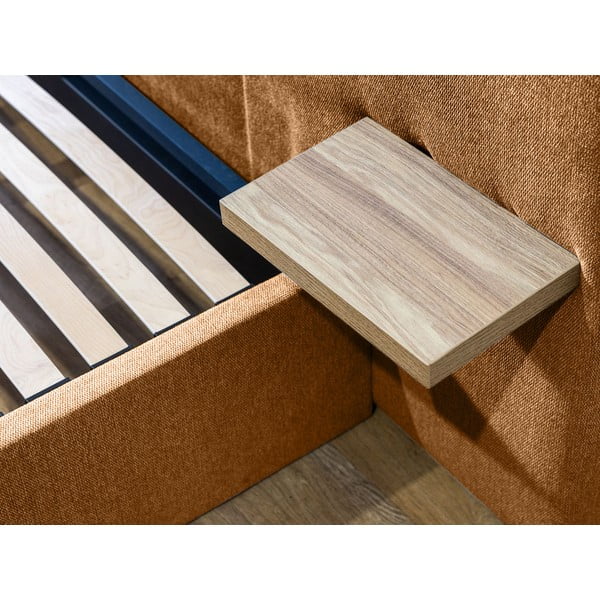 Okkersárga kárpitozott franciaágy tárolóhellyel ágyráccsal 160x200 cm Blandine – Bobochic Paris-image-4