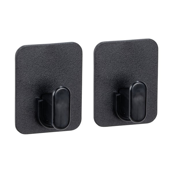 Fekete öntapadós műanyag akasztó szett 2 db-os Parma – Allstar